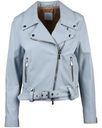 Eleventy - Light Leather Biker Jacket - Lyst