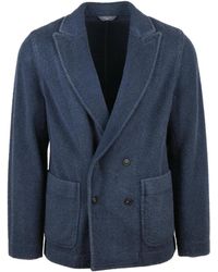 Circolo 1901 - Textured Double-Breasted Blazer With Notch Lapel And Four-Button Closure - Lyst