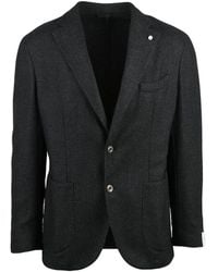 L.B.M. 1911 - Textured Rounded Jacket With Notch Lapels And Button Closure - Lyst