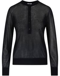 Filippa K - Lightweight Semi-Sheer Round Neck Sweater - Lyst