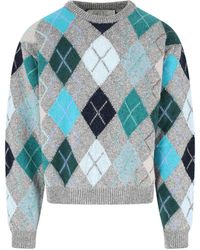 ERL - Argyle Pattern Knit Sweater - Lyst