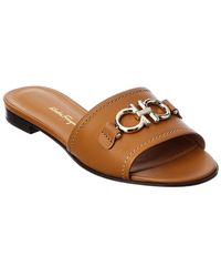 Ferragamo - Ferragamo Gancini Leather Slide - Lyst