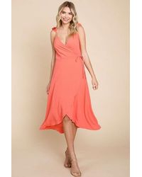 TRUEDAMES - Culture Code Ruffle Detail Surplice Wrap Slip Dress - Lyst