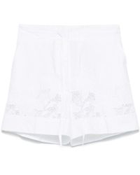 P.A.R.O.S.H. - High-Waisted Cotton Shorts With Floral Lace Detailing - Lyst