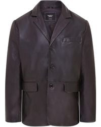 Infinity Leather - 3 Button Italian Leather Blazer Jacket - Lyst