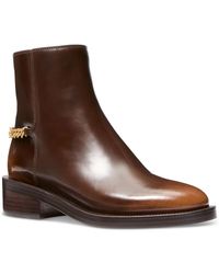 MICHAEL Michael Kors - Carlisle Flat Bootie Chain Leather Ankle Boots - Lyst