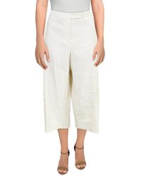 DKNY - Tab Front Linen Blend Cropped Pants - Lyst