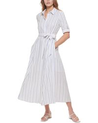 Calvin Klein - Striped Long Shirtdress - Lyst