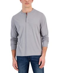 Alfani - Alfatech T-Shirt Stretch Henley Neck Long Sleeve Fts312 - Lyst