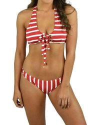 MILLY - Stripe Grommet Santorini Bikini Top - Lyst