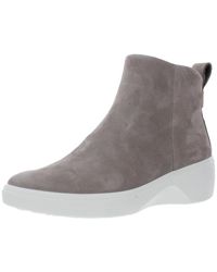 Ecco - Soft 7 Zip Leather Ankle Wedge Boots - Lyst