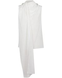 P.A.R.O.S.H. - Sleeveless Silk Shirt With Draped Scarf Detail - Lyst