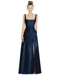 Alfred Sung - Sleeveless Square-neck Princess Line Gown With Pockets - Lyst