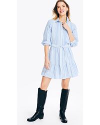 Nautica - Quarter-sleeve Striped Shirt Dress - Lyst