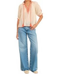 M.A.B.E - Talia Embroidered Short Sleeve Top - Lyst