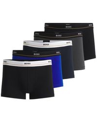 BOSS - Three-Pack Of Stretch-Cotton Trunks With Logo Waistbands - Lyst