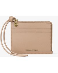 MICHAEL Michael Kors - Michael Kors Jet Set Small Pebbled Leather Card Case Wristlet - Lyst