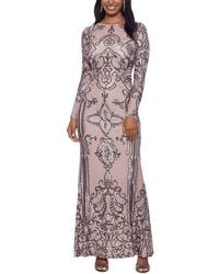 Betsy & Adam - Petite Placed Sequin Gown - Lyst