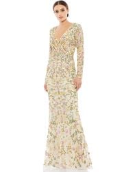 Mac Duggal - Long Sleeve Floral Embellished Gown - Lyst