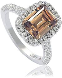 Suzy Levian - Bridal Cubic Zirconia With Halo Sterling Ring - Lyst