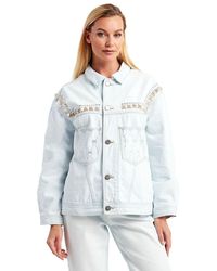 Pinko - Gray Cotton Jackets & Coat - Lyst