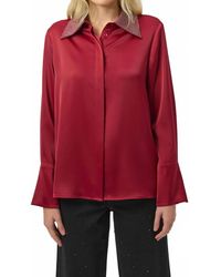 Joseph Ribkoff - Satin Button Front Blouse With Embellished Collar - Lyst