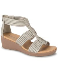 BareTraps - Keisha Faux Leather Open Toe Wedge Sandals - Lyst
