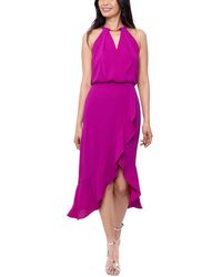 Aqua - Pleated Hi-low Cocktail And Party Dress - Lyst
