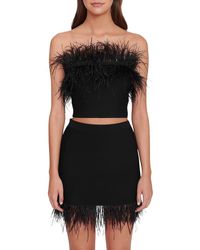 STAUD - Chaya Ostrich Feather Short Mini Skirt - Lyst
