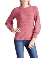 Kensie - Variegated Cotton Blend Long Sleeve Sweater - Lyst