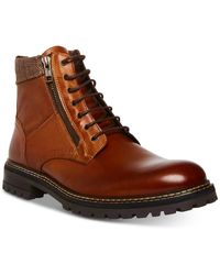 Steve Madden - Saga Leather Round Toe Combat & Lace-up Boots - Lyst