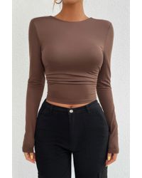 TRUEDAMES - Plain Long Sleeve Open Back Slim Fit Top - Lyst