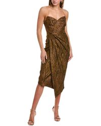 THEIA - Stretch Jacquard Strapless Cocktail Dress - Lyst