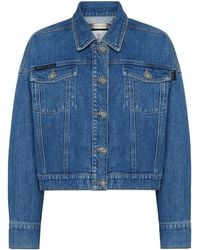 Philipp Plein - Denim Cropped Jacket Crystal Fringes - Lyst