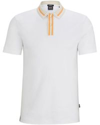 BOSS - Mercerized-cotton Slim-fit Polo Shirt With Contrast Stripes - Lyst