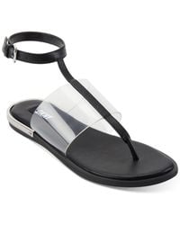 DKNY - Ava Leather Ankle Strap Thong Sandals - Lyst