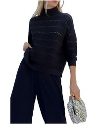French Connection - Liliya Cotton Eyelet Turtleneck Sweater - Lyst