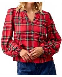Bibi - Christmas Plaid Balloon Sleeved Top - Lyst
