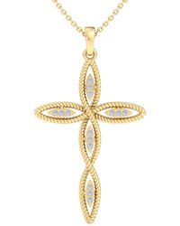 SuperJeweler - Thydiamond 0.08 Carat Diamond Cross Necklace With Ornate Design - Lyst