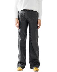 Q2 - Faux Leather Wide Leg Pants - Lyst