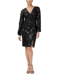 Adrianna Papell - Sequined Knee-length Cocktail And Party Dress - Lyst