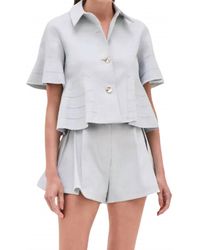 Alexis - Hanly Linen Textile Pleated Flare Mini Short - Lyst