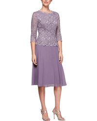 Alex Evenings - Lace Sequined Cocktail Dress - Lyst