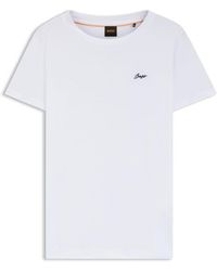 BOSS - Cotton Jersey T-Shirt With Handwritten-Logo Print - Lyst