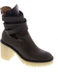 Free People - Jesse Leather Cut-out Booties - Lyst