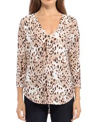 B Collection By Bobeau - Animal Print V Neck Pullover Top - Lyst