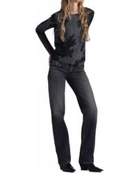Minnie Rose - Cashmere Printed Lace Cable Crew Neck Sweater - Lyst