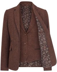 Oliver Tweed Infinity Leather - Rust 2 Piece Set Herringbone Wool Tweed Check Blazer Waistcoat - Lyst