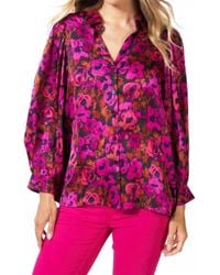EsQualo - Sorena Satin Floral Wilding Blouse - Lyst