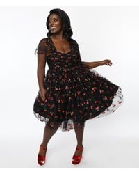 Unique Vintage - Plus Size & Glitter Cherry Print Heart & Soul Babydoll Dress - Lyst